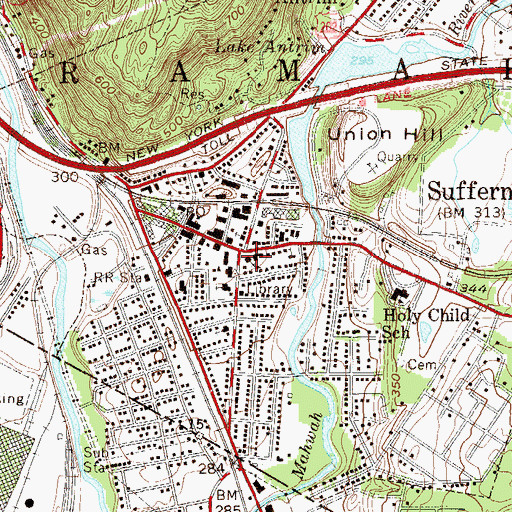 Topographic Map of Sacred Heart Church, NY