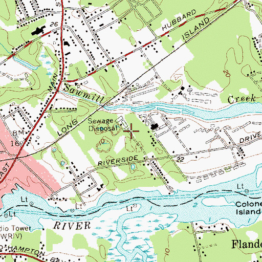 Topographic Map of Riverhead Sewage Treatment Plant, NY