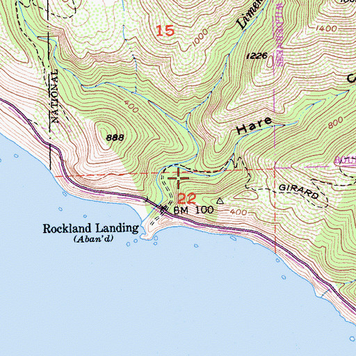 Topographic Map of Hare Canyon, CA