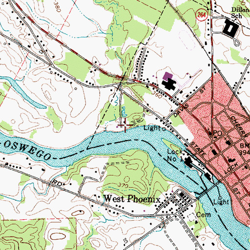 Topographic Map of Phoenix Sewage Treatment Plant, NY