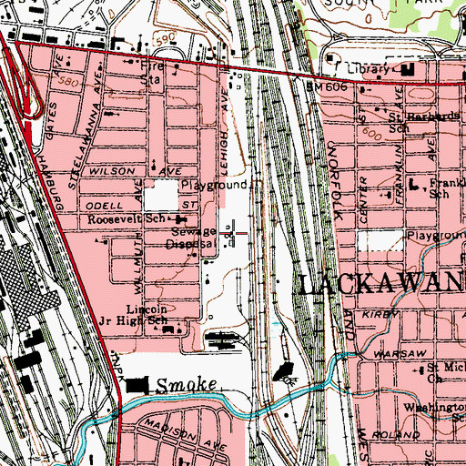 Topographic Map of Lackawanna Wastewater Treatment Plant, NY