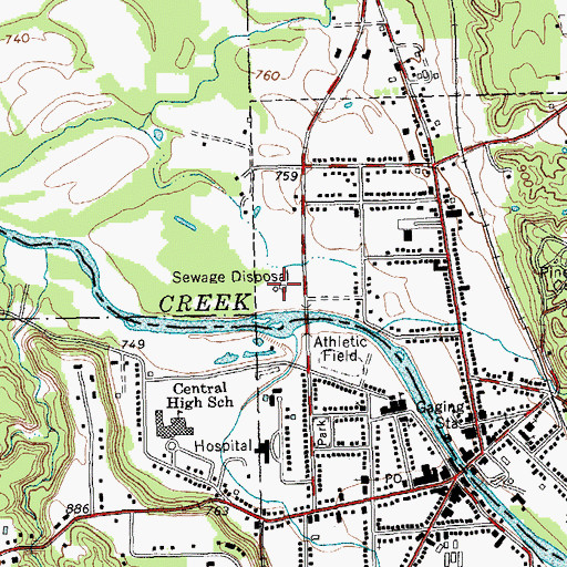 Topographic Map of Gowanda Wastewater Treatment Plant, NY