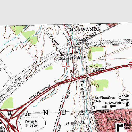 Topographic Map of Tonawanda Town Sewer District Number 2 Wastewater Treatment Plant, NY