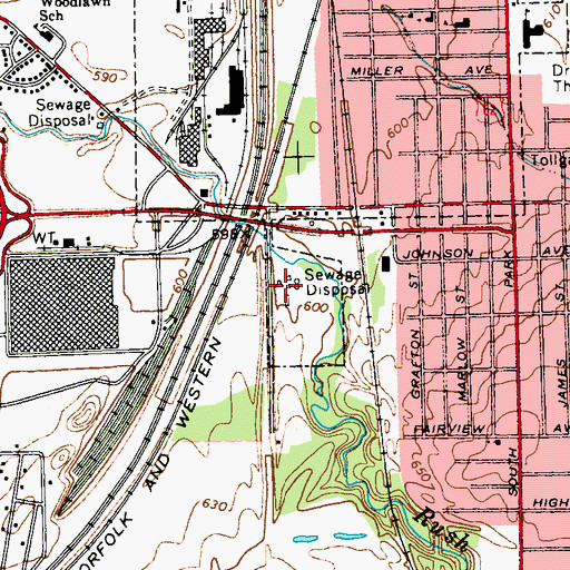 Topographic Map of Blasdell Village Wastewater Treatment Plant, NY