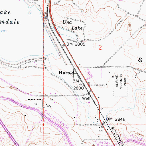 Topographic Map of Harold, CA