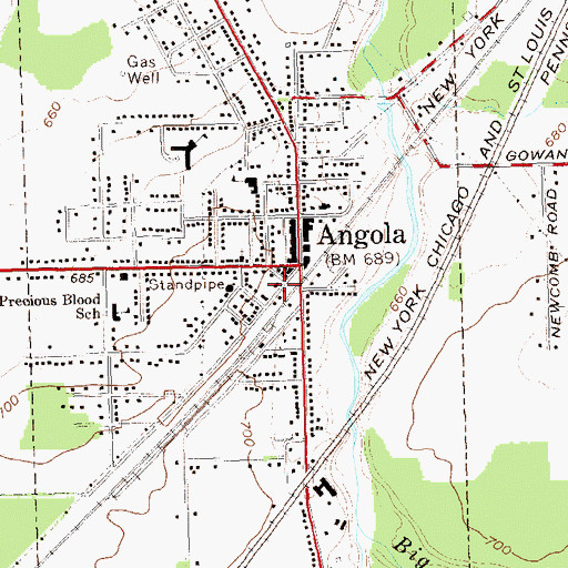 Topographic Map of Angola Village Hall, NY