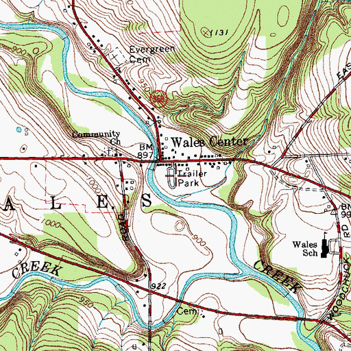 Topographic Map of Big Tree Mobile Home Park, NY