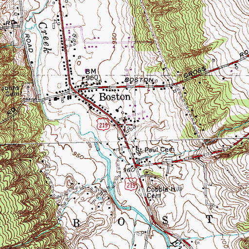 Topographic Map of Boston Free Library, NY