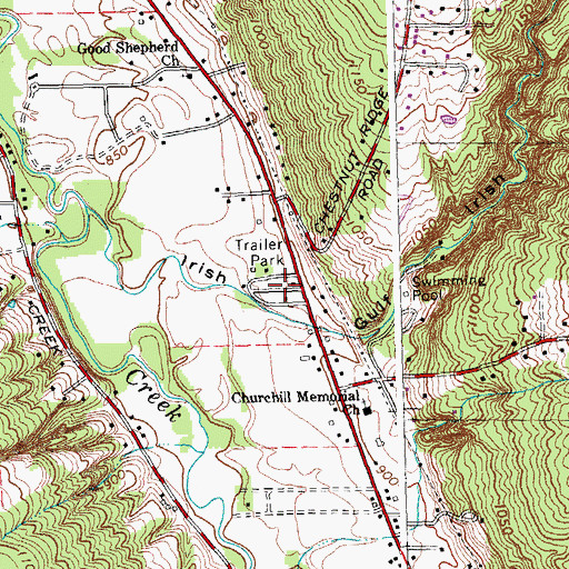 Topographic Map of Boston Hills Estates Mobile Home Park, NY