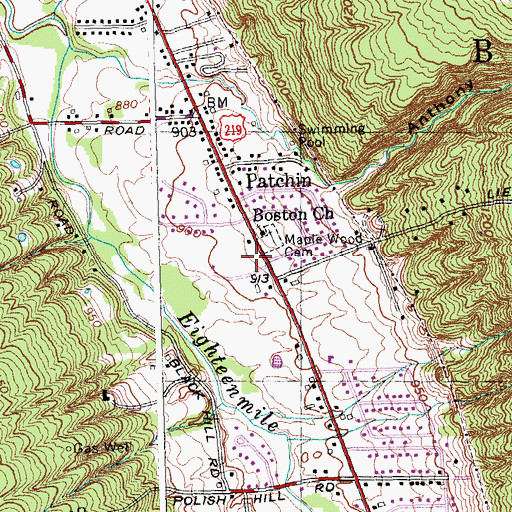 Topographic Map of Boston Town Hall, NY
