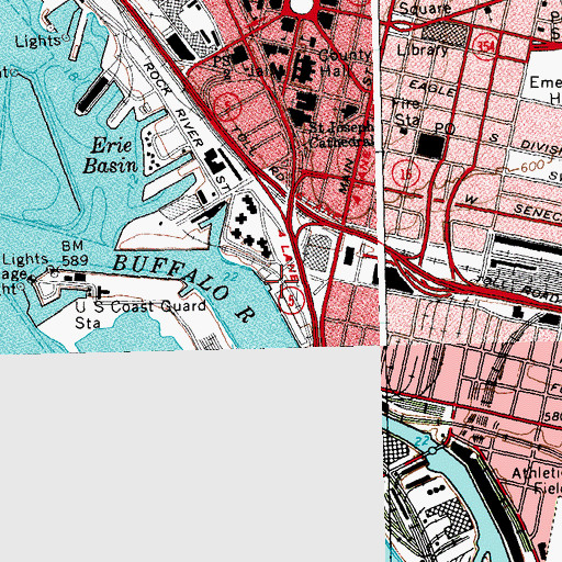 Topographic Map of Buffalo and Erie County Naval and Military Park, NY