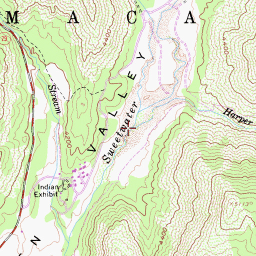 Topographic Map of Harper Creek, CA