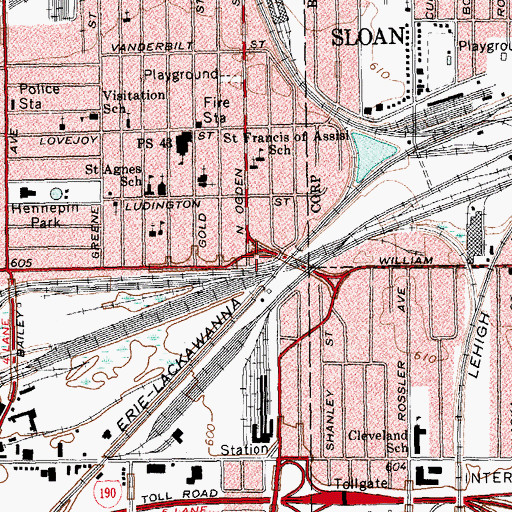 Topographic Map of Buffalo Fire Historical Society Museum, NY