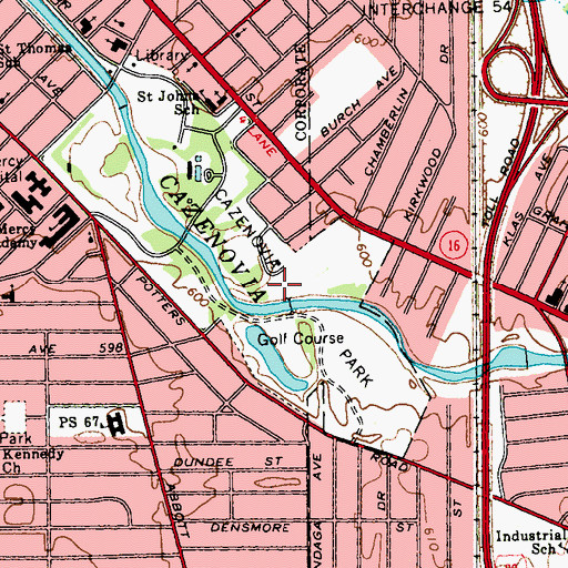 Topographic Map of Cazenovia Golf Course, NY