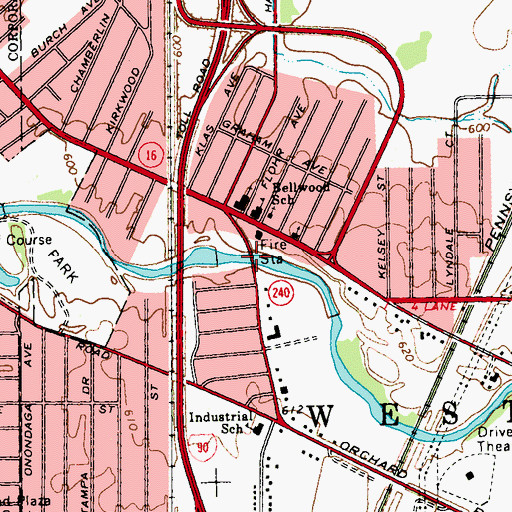 Topographic Map of Cazenovia Creek Bridge, NY
