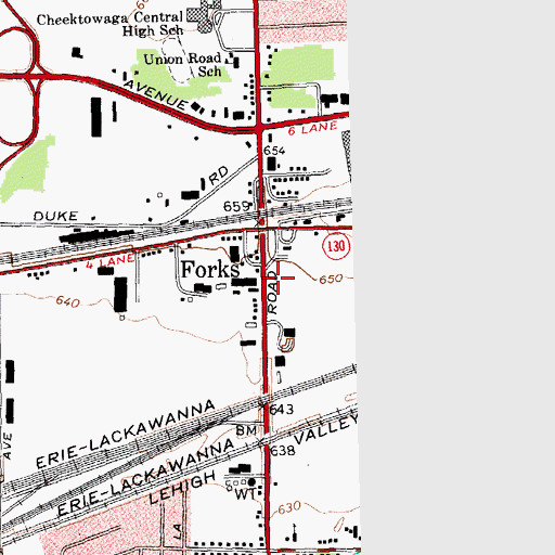Topographic Map of Cheektowaga Town Hall, NY