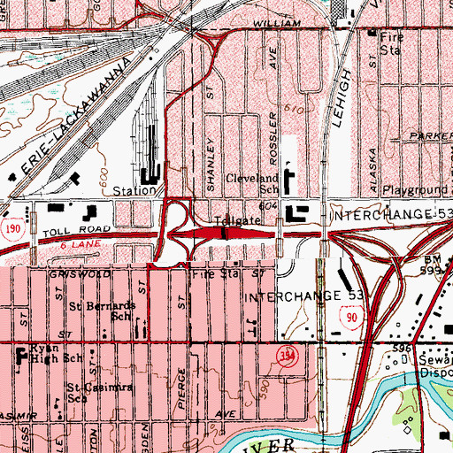 Topographic Map of City Line Toll Plaza, NY