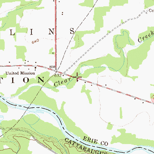 Topographic Map of Clear Creek Bridge, NY