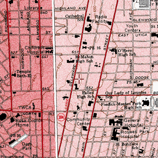 Topographic Map of Cofeld Judaic Museum of Temple Beth Zion, NY