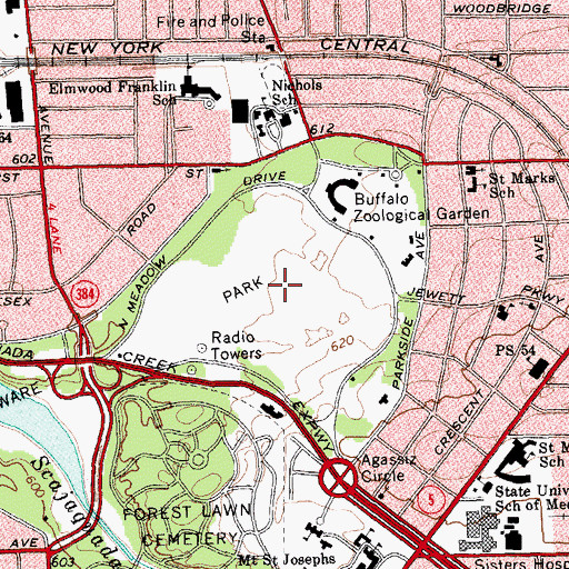 Topographic Map of Delaware Park Golf Course, NY