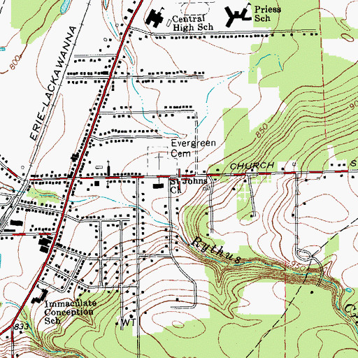 Topographic Map of Eden Library, NY