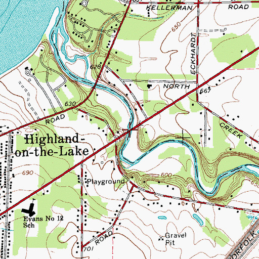 Topographic Map of Eighteen Mile Creek Bridge, NY