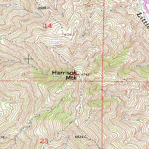 Topographic Map of Harrison Mountain, CA