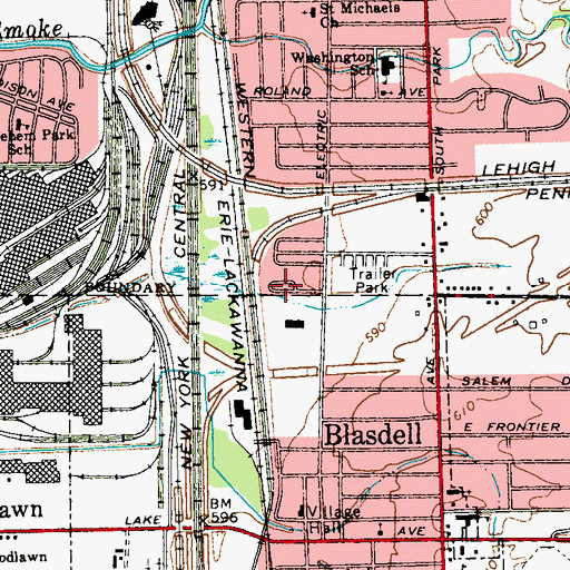 Topographic Map of Frontier Mobile Home Park, NY