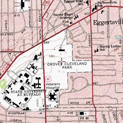 Topographic Map of Grover Cleveland Golf Course, NY