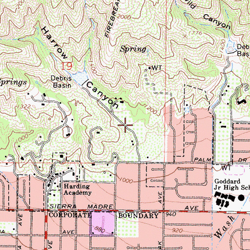 Topographic Map of Harrow Canyon, CA