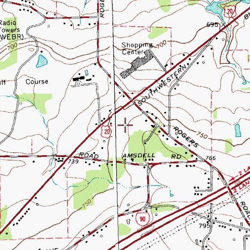 Topographic Map of Hamburg Mobile Home Park, NY