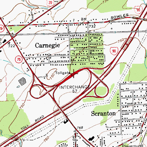 Topographic Map of Hamburg Toll Plaza, NY