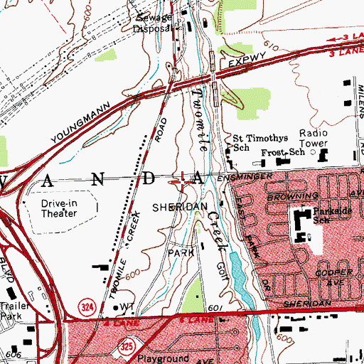 Topographic Map of Sheridan Park Golf Club, NY