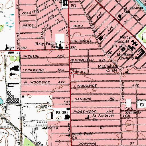 Topographic Map of Buffalo Public Library Dudley Branch, NY