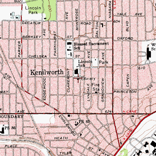 Topographic Map of Town of Tonawanda Public Library Kenilworth Branch, NY
