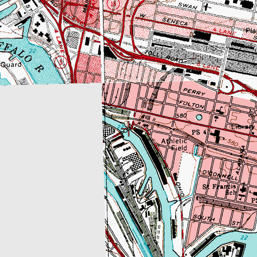 Topographic Map of Michigan Avenue Bridge, NY