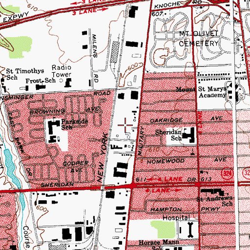 Topographic Map of Niagara Kenmore Mobile Home Park, NY
