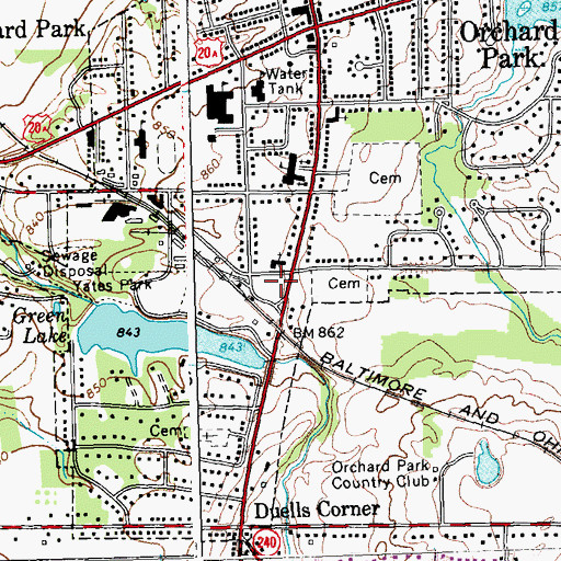 Topographic Map of Orchard Park Public Library, NY