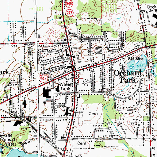 Topographic Map of Orchard Park Town Hall, NY