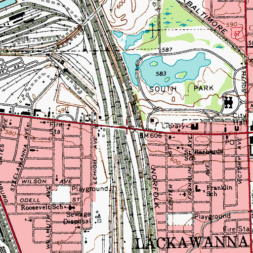 Topographic Map of Ridge Road Bridge, NY