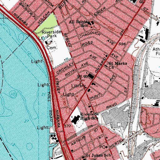 Topographic Map of Buffalo Public Library Riverside Branch, NY