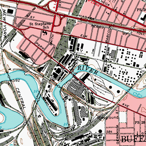 Topographic Map of South Park Avenue Bridge, NY