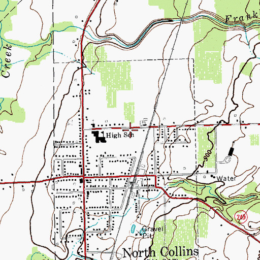 Topographic Map of North Collins Library, NY