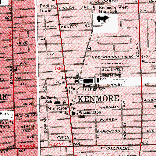 Topographic Map of Town of Tonawanda Public Library Kenmore Branch, NY