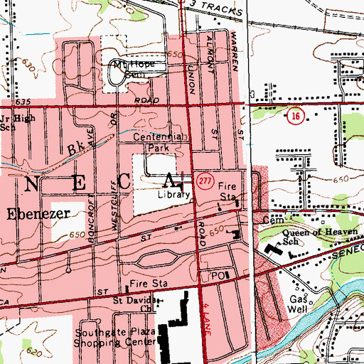 Topographic Map of West Seneca Public Library, NY