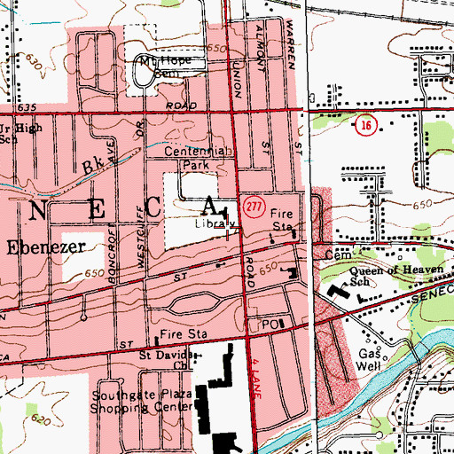 Topographic Map of West Seneca Town Hall, NY