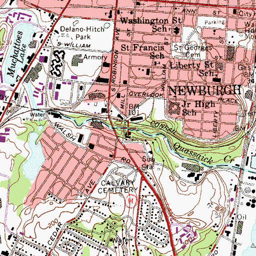 Topographic Map of Mill Street Bridge, NY