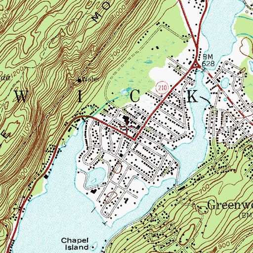 Topographic Map of Greenwood Lake Public Library, NY