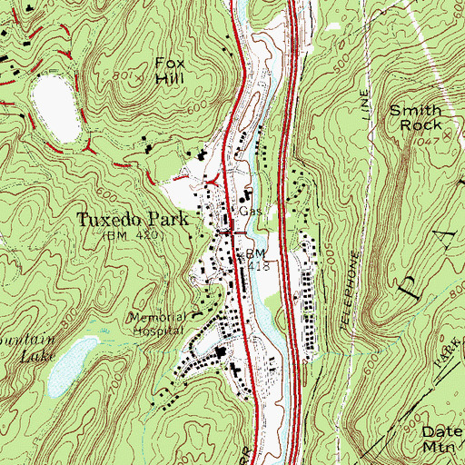 Topographic Map of Tuxedo Park Library, NY