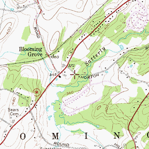 Topographic Map of Blooming Grove Town Hall, NY